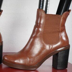 Women's Crown Vintage Brown Leather Ankle High Fashion Boots Booties 8